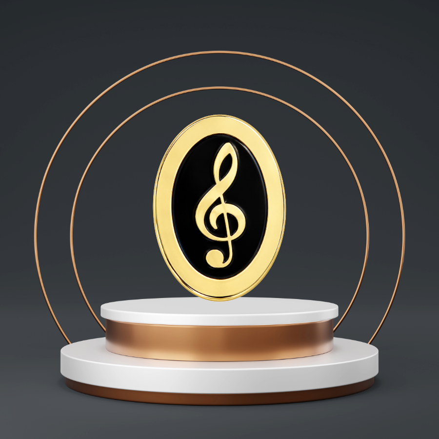 Oval Treble Clef Mini Pin (Black and Gold)