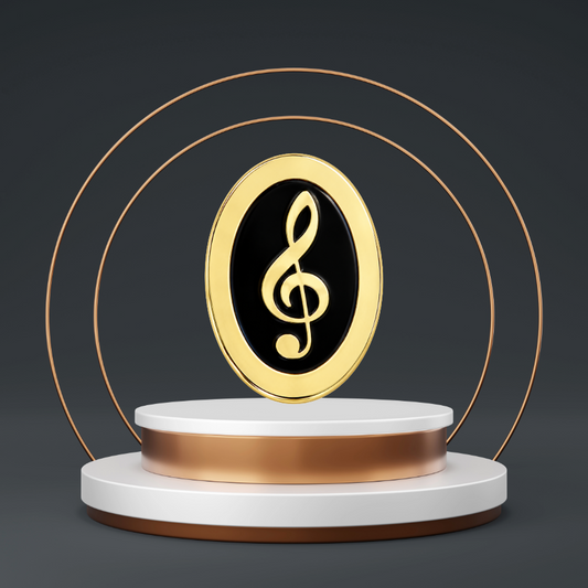 Oval Treble Clef Mini Pin (Black and Gold)
