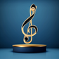Contemporary Treble Clef Brooch – Black & Gold