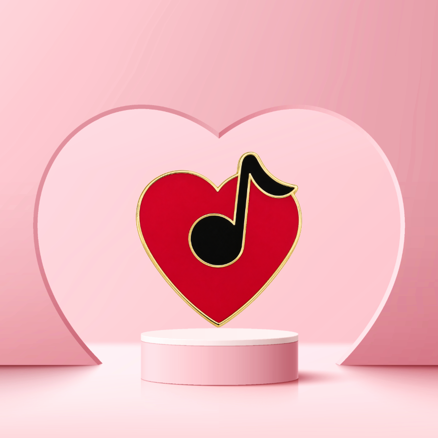 Red Heart With Quaver Mini Pin
