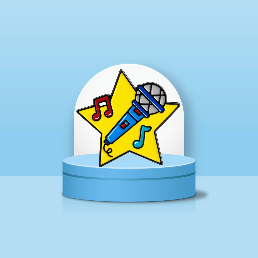 Microphone and Yellow Star Enamel Pin