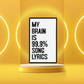 My Brain is 90% Song Lyrics- Black and White Enamel Pin
