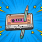 Retro Cassette Tape and Pencil - Enamel Pin
