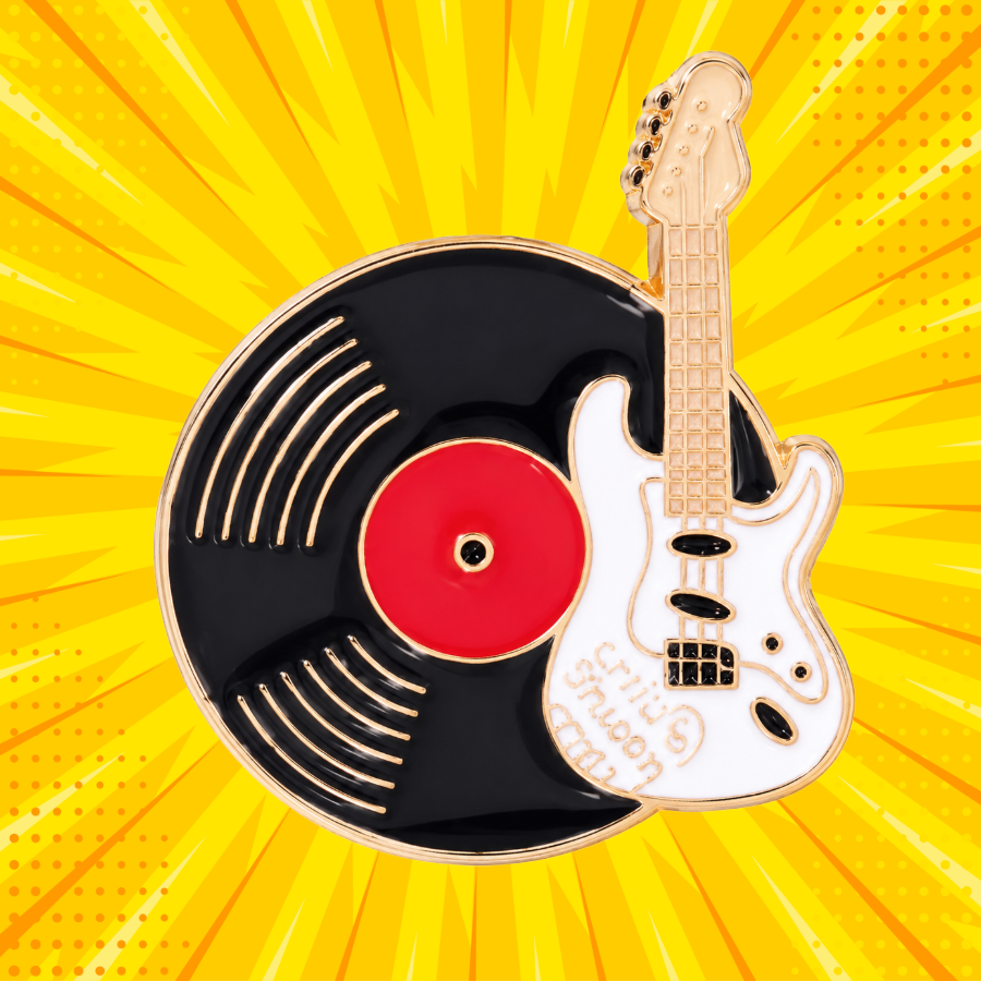 Vinyl Record and Guitar - Enamel Pin