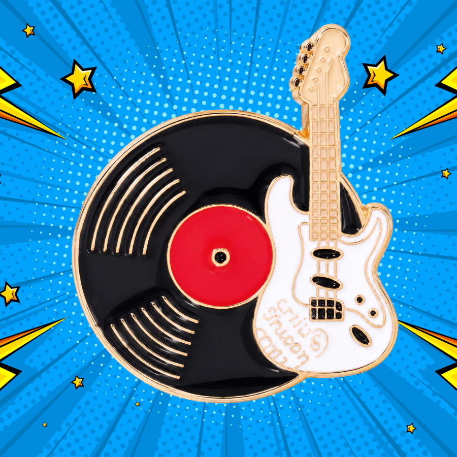 Vinyl Record and Guitar - Enamel Pin