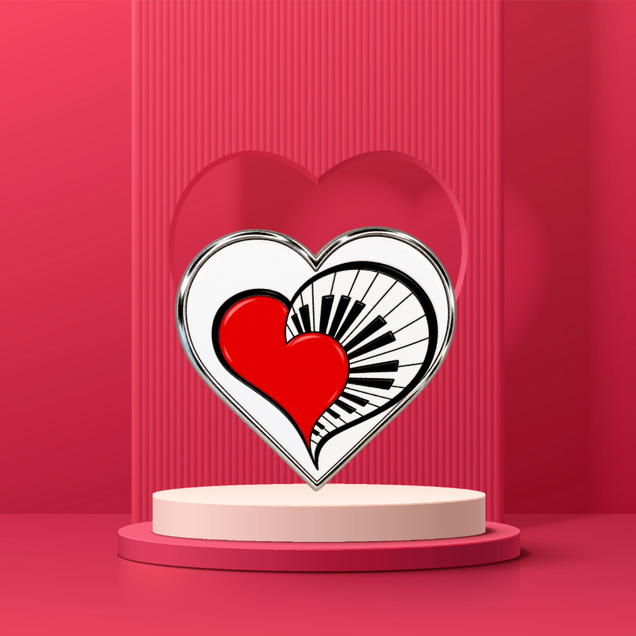 Piano Heart Enamel Pin