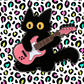 Black Cat Pink Electric- Enamel Guitar Pin