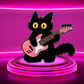 Black Cat Pink Electric- Enamel Guitar Pin