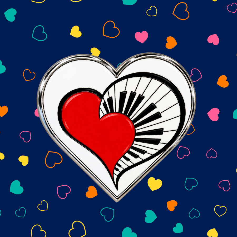 Piano Heart Enamel Pin