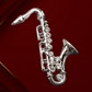 Silver Alto Saxophone Pin with Rhinestones