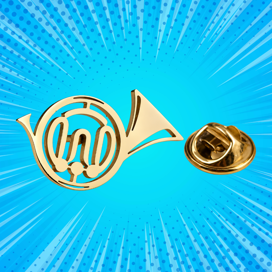 Contemporary Gold French Horn Pin