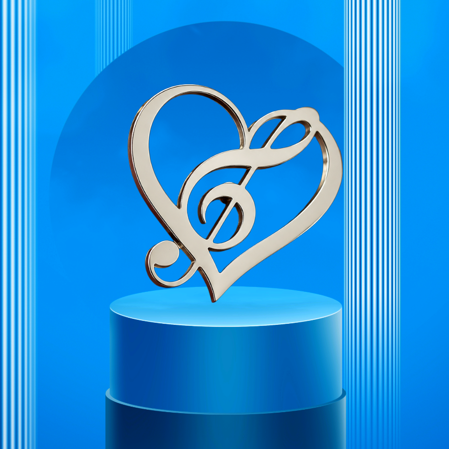 Silver Treble Clef Heart Lapel Pin