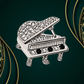 Silver Rhinestone Grand Piano Mini Pin