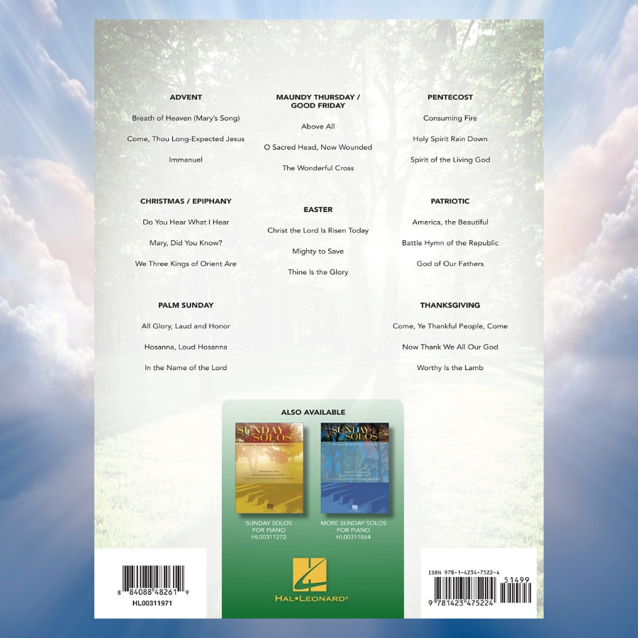 Seasonal Sunday Solos For Piano Book - 24 Selections