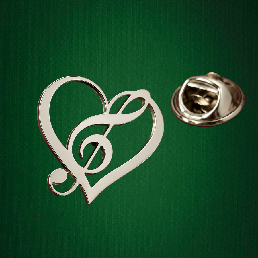Black Treble Clef Heart Lapel Pin