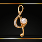 Gold Treble Clef Pearl Pin