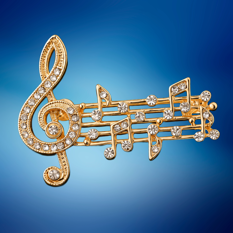 Gold Rhinestone Treble Clef Stave