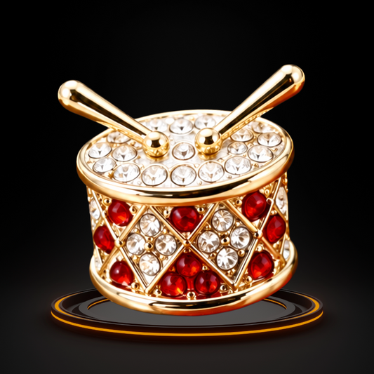 Gold Rhinestone Snare Drum Mini Pin