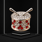 Silver Rhinestone Snare Drum Mini Pin