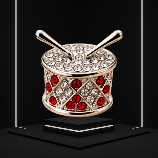 Silver Rhinestone Snare Drum Mini Pin