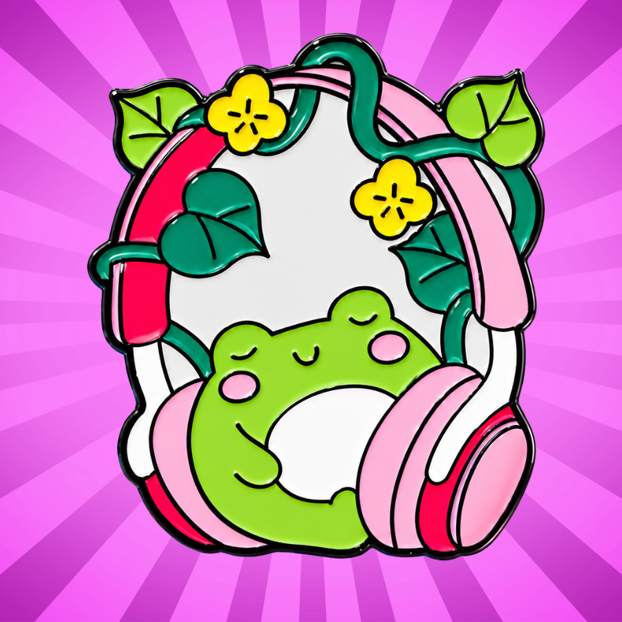 Frogger Headphones Enamel Pin