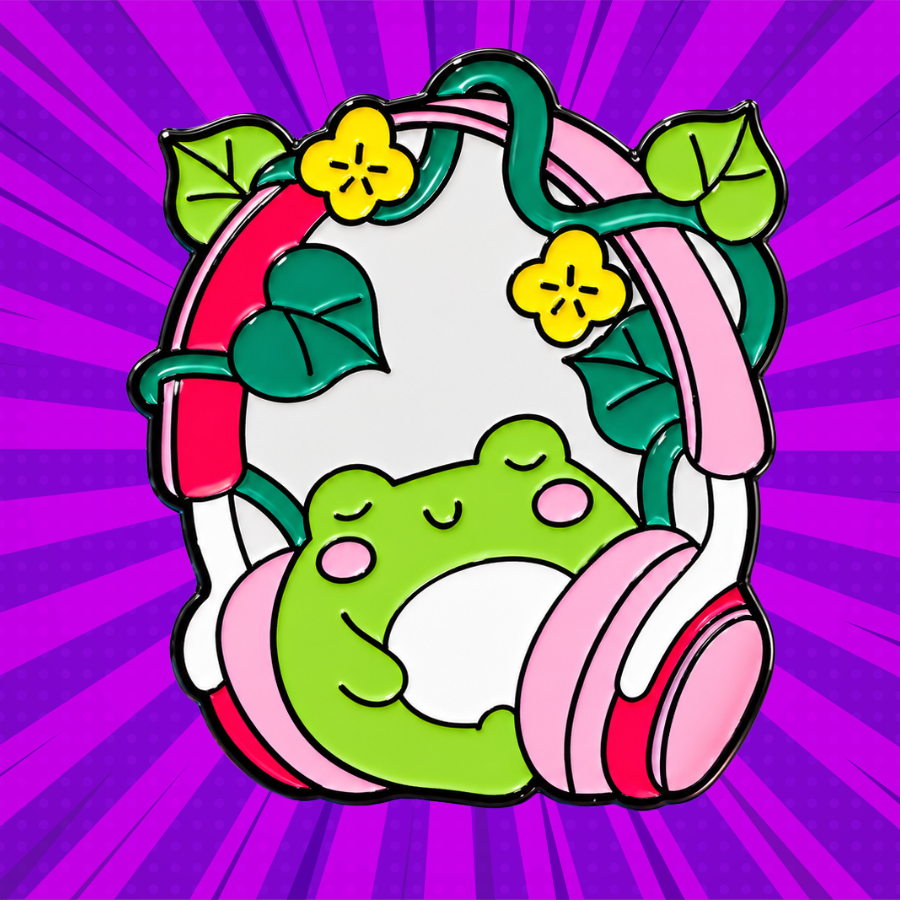 Frogger Headphones Enamel Pin