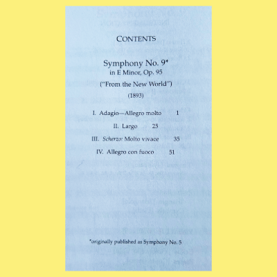 Antonin Dvorak - Symphony No 9 Op 95 Study Orchestral Score Book