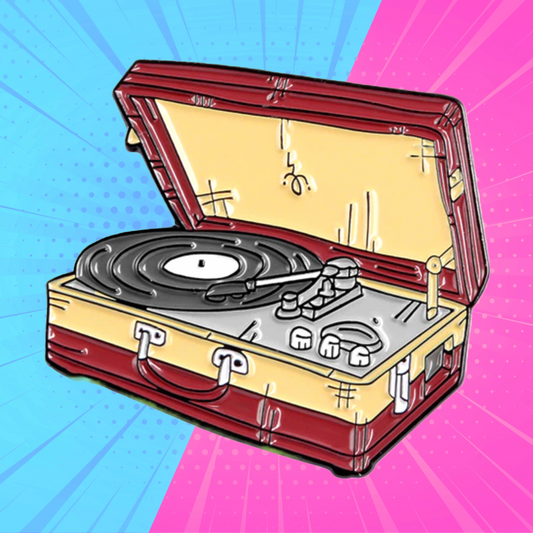 Vintage Record Player - Retro Enamel Badge