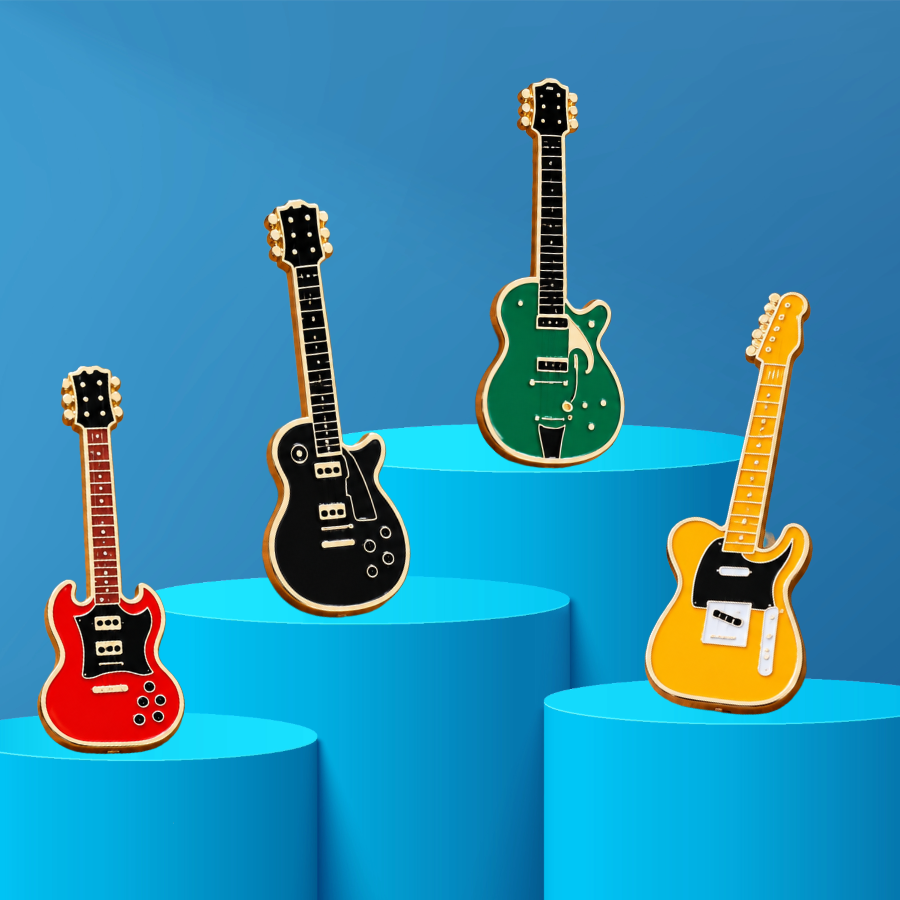 Black LP Style Guitar Enamel Pin