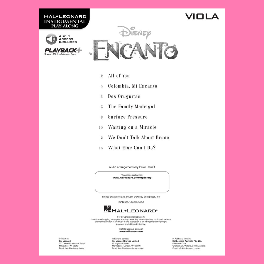 Encanto For Viola Movie Soundtrack Play Along Book and Audio