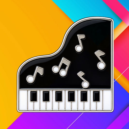 Black Piano Music Note- Enamel Badge (2.5cm)