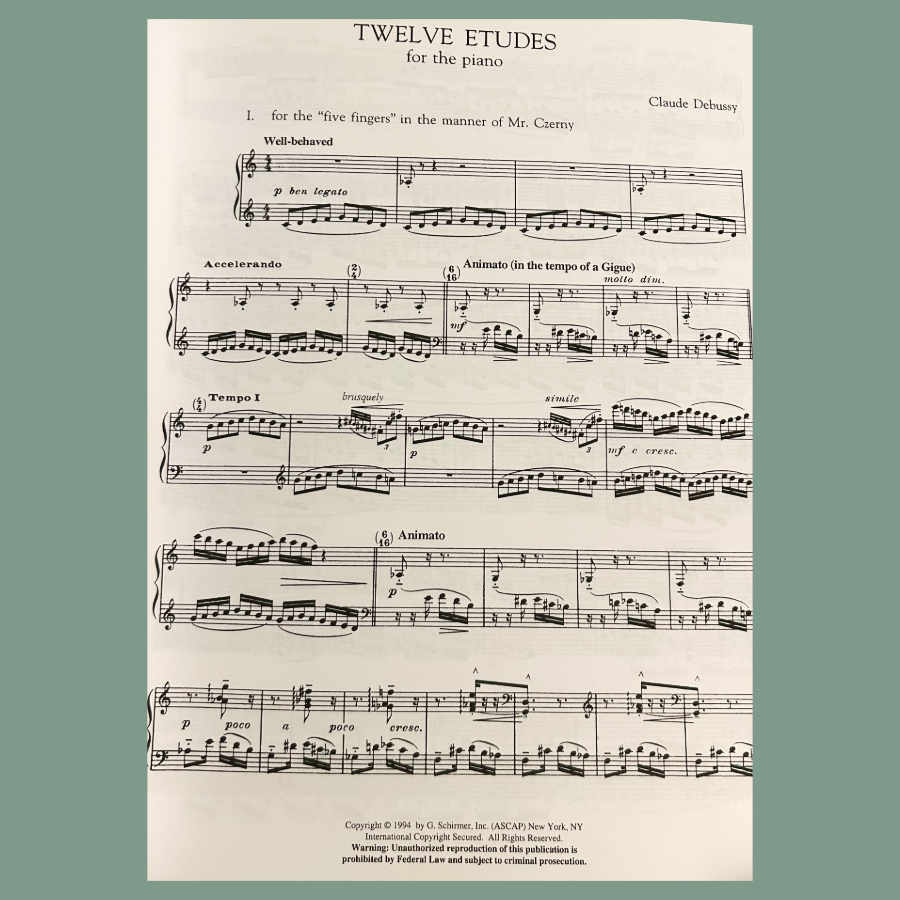 Debussy- Twelve Etudes for Piano Book (Advanced)