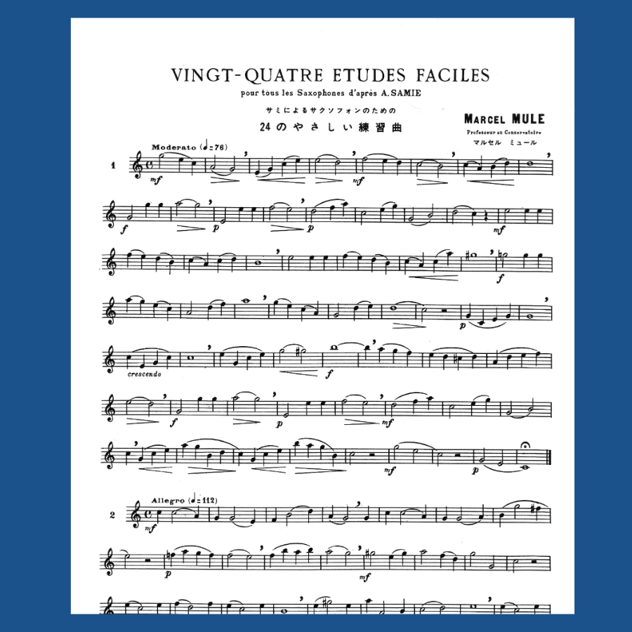 Marcel Mule -24 Études Faciles d'Apres Samie Saxophone Book