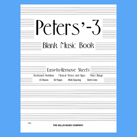 Peters 3 - Blank Music Manuscript Book (White) - References, Music Terms and 10 Staves