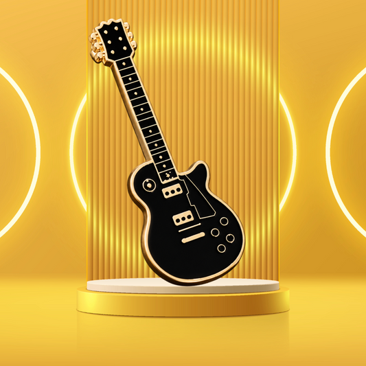 Black LP Style Guitar Enamel Pin
