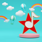 Mini Pin Star With 8th Note (Assorted Colours)