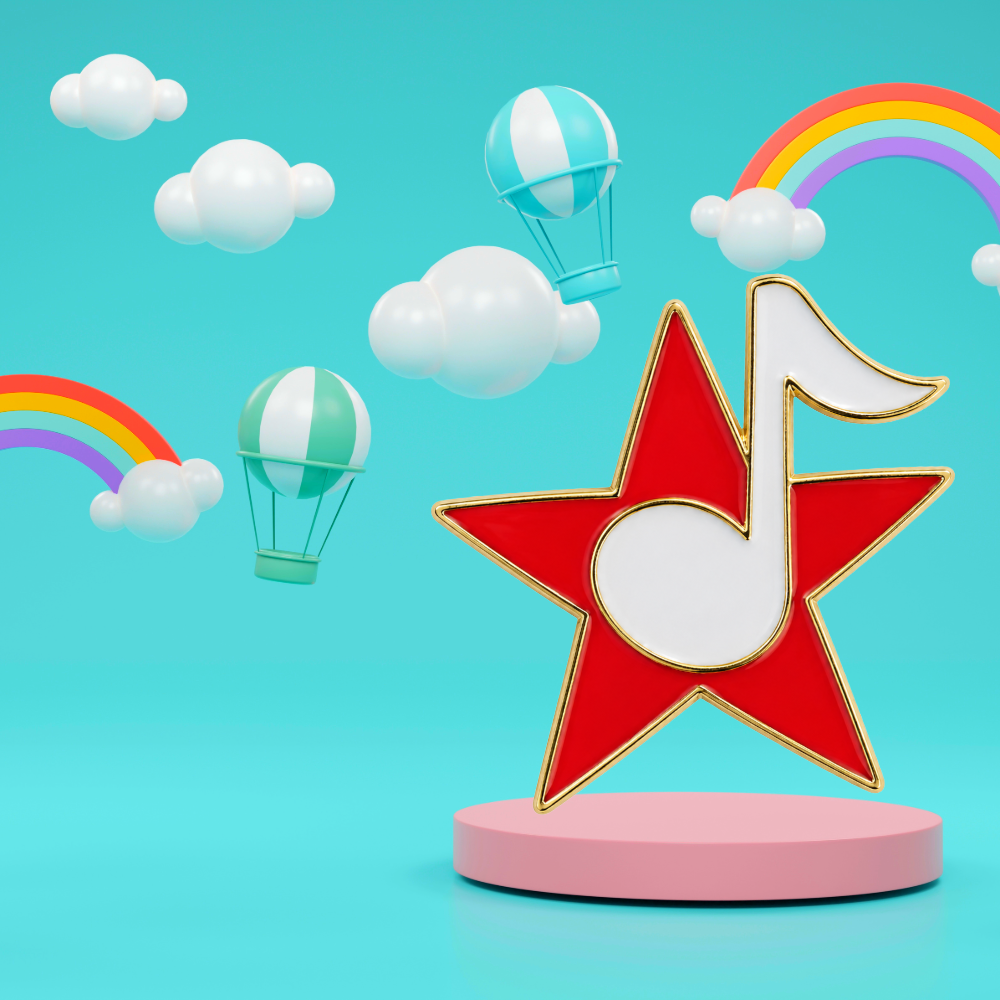 Mini Pin Star With 8th Note (Assorted Colours)