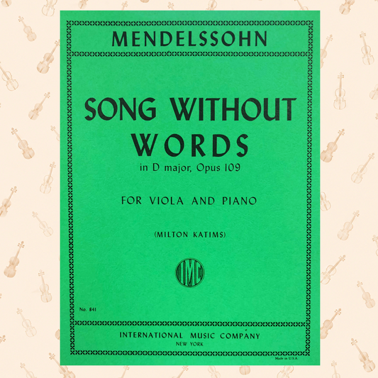 Felix Mendelssohn - Song Without Words D Major Opus 109 for Viola/Piano