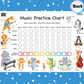 Musically Gifted - Penguins & African Animals 20 Week Music Practice Chart with Stickers
