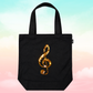 Black Canvas Music Bag with Reversible Gold/ Silver Sequin Treble Clef