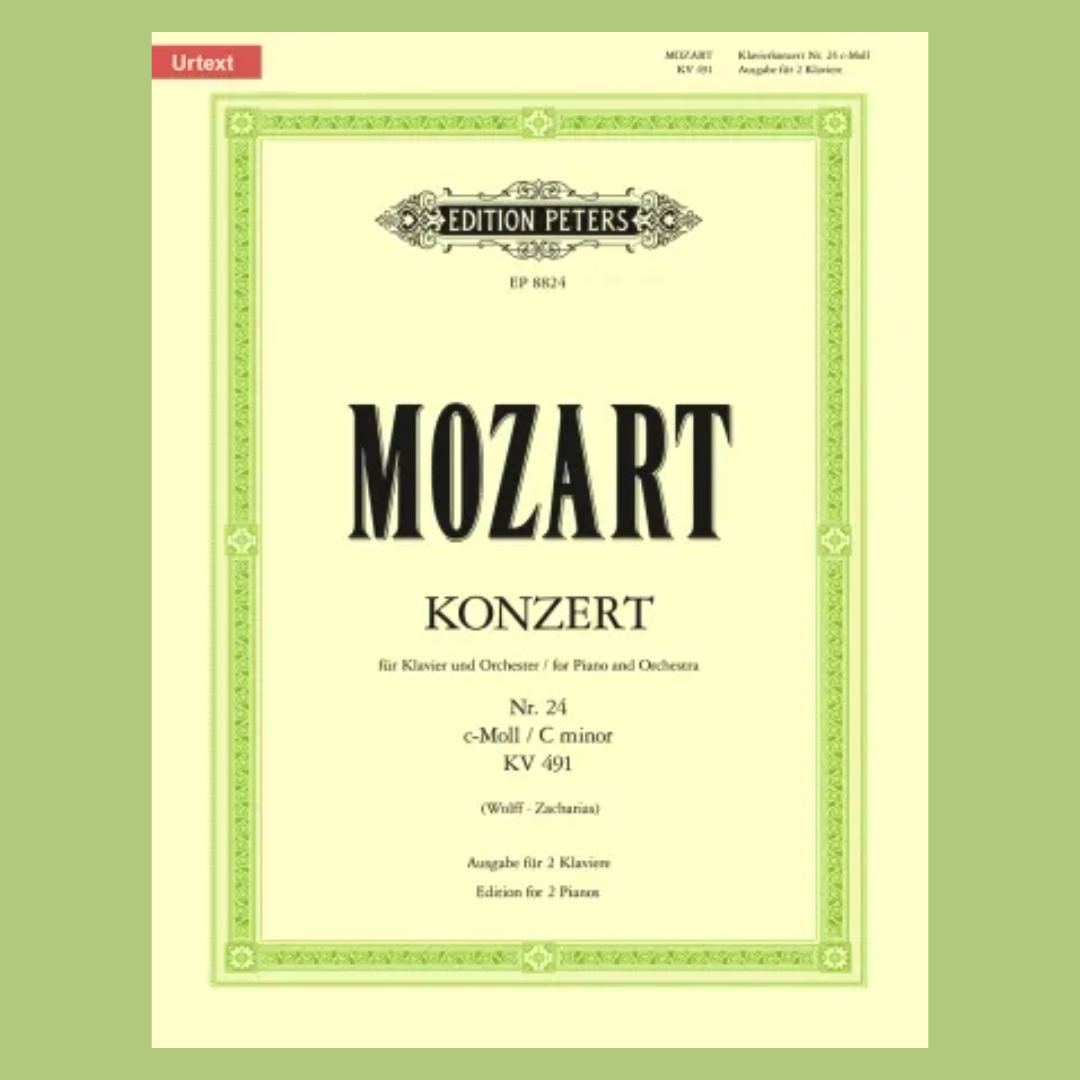 Mozart Piano Concerto No. 24 in C Minor, K. 491 Urtext Book (2 Piano, 4 Hands)