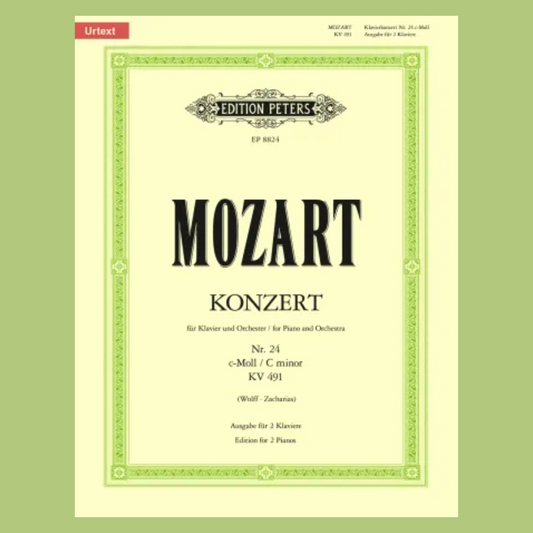 Mozart Piano Concerto No. 24 in C Minor, K. 491 Urtext Book (2 Piano, 4 Hands)