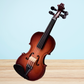 Decorative Miniature Wooden Violin Ornament with Bow, Case, and Display Stand
