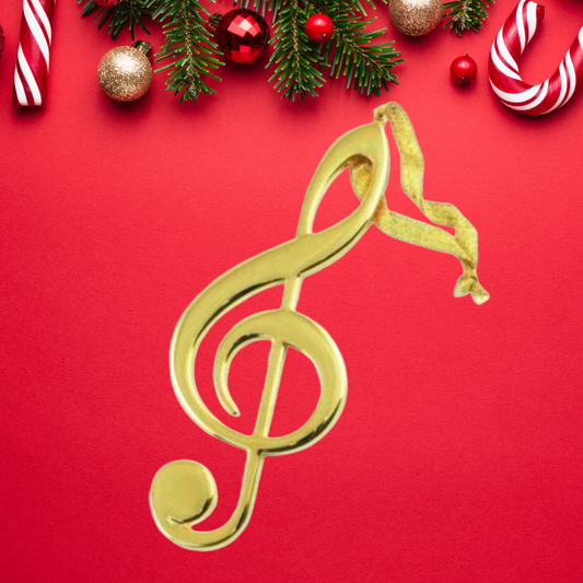 Treble Clef Christmas Ornament - Gold
