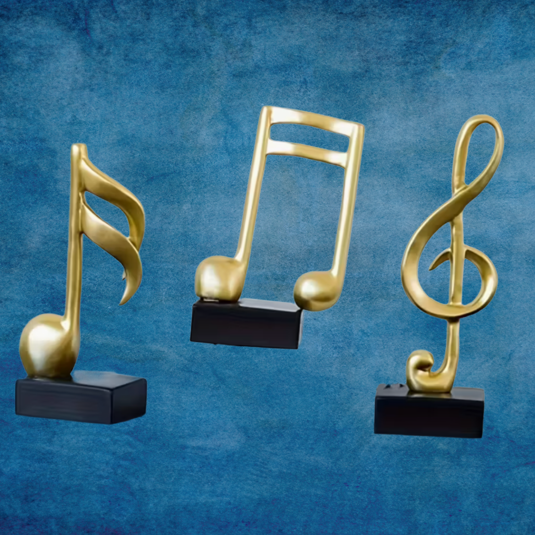 Golden Music Statues on Black Base (3 Piece Set)