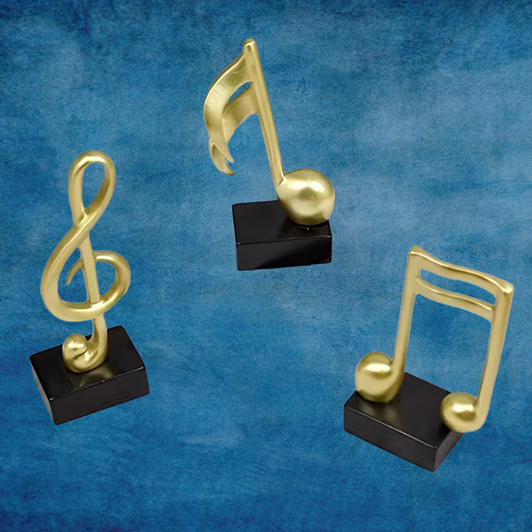 Golden Music Statues on Black Base (3 Piece Set)