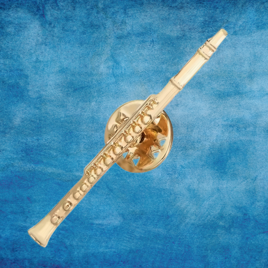 Gold Clarinet Enamel Pin (4.3cm x 0.3cm)