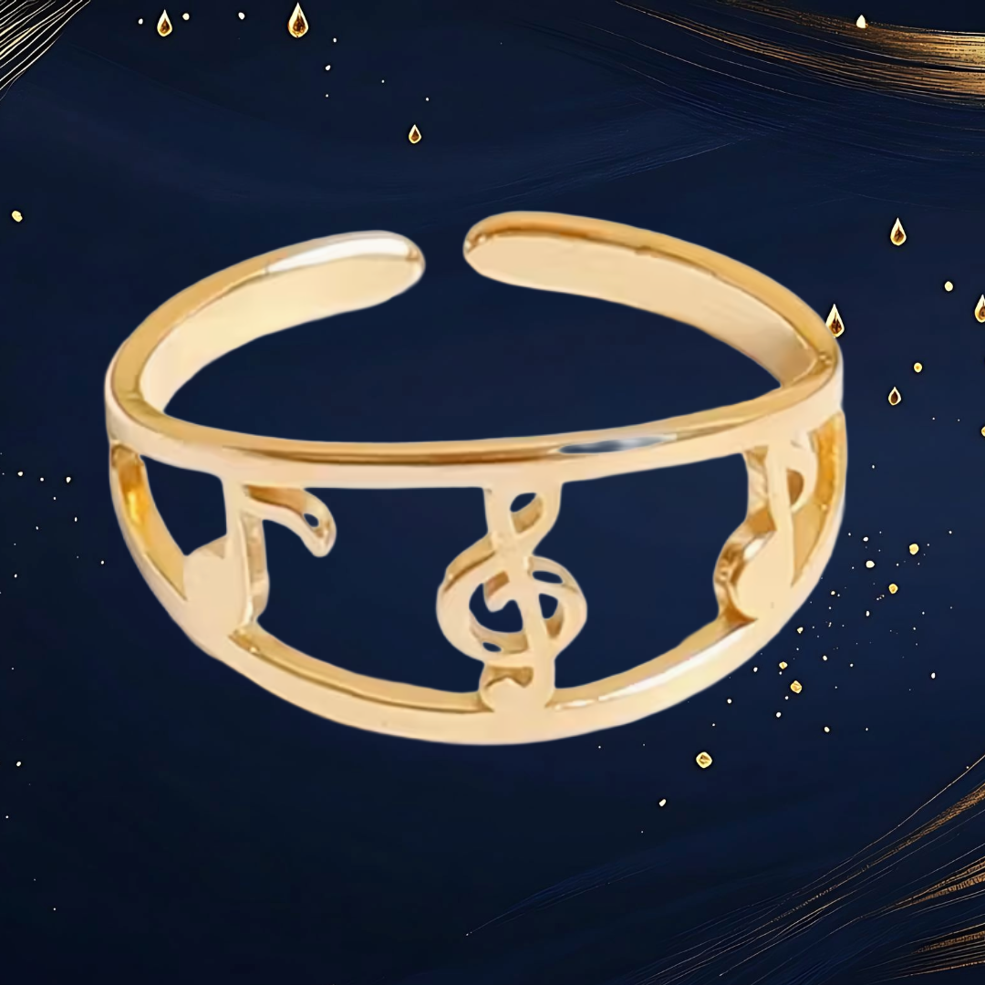 Music Notes Adjustable Ring - Gold