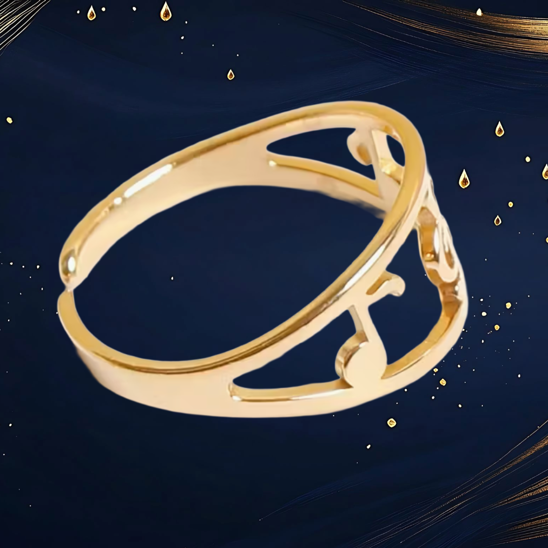 Music Notes Adjustable Ring - Gold