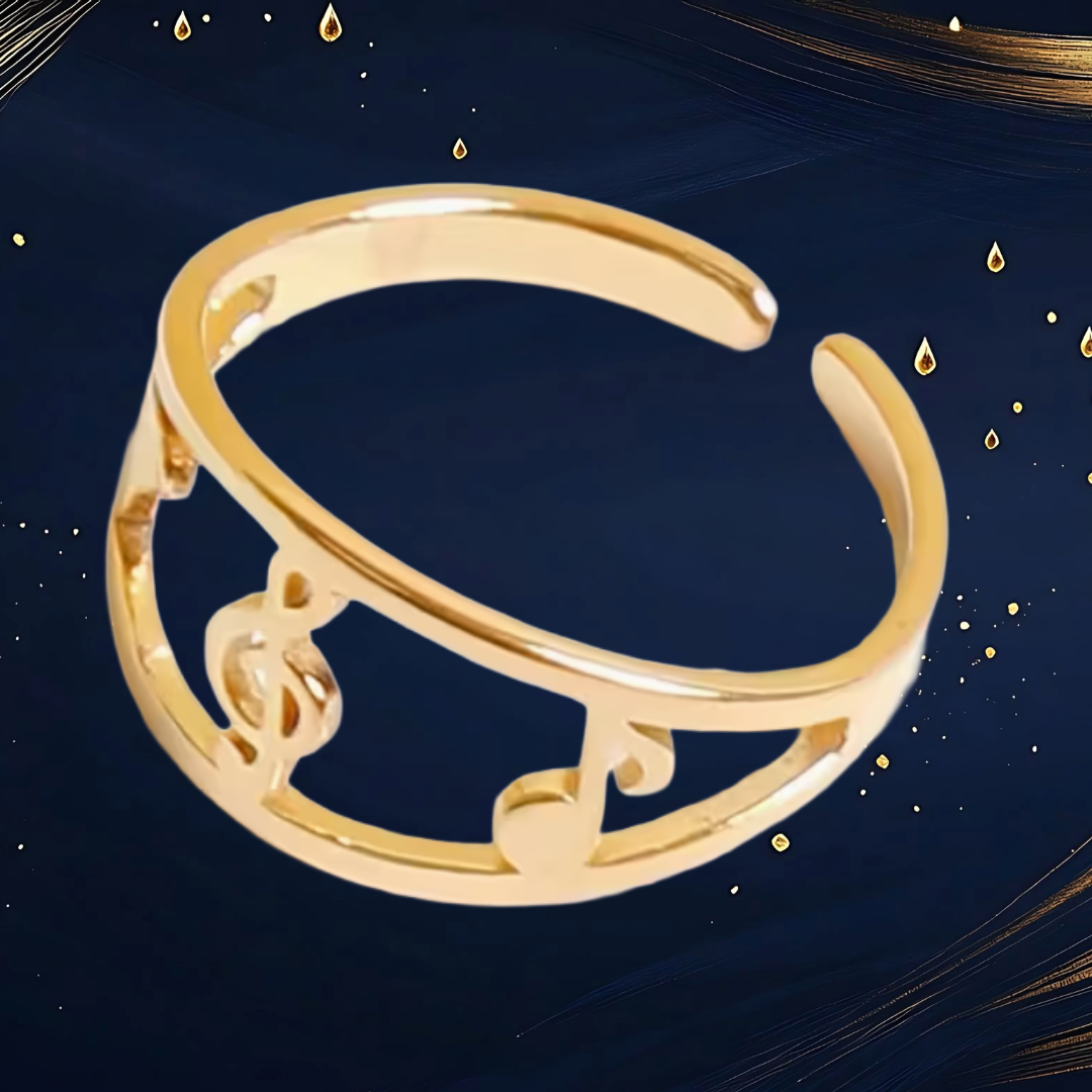 Music Notes Adjustable Ring - Gold